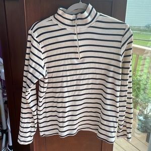 LLBean ribbed cotton Cream/Navy Blue stripe, barely worn!